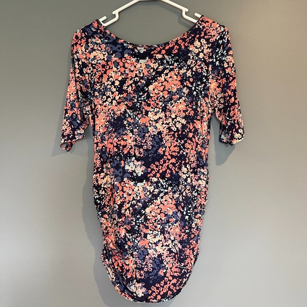 Motherhood Maternity Short Sleeve Top Blue Floral Size Small